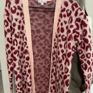 Society Stitch pink leopard long cardigan